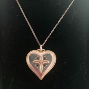 Necklace - heart and cross with diamond and sapphires for daughter